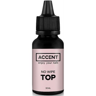 Топ для гель-лаку без липкого шару Accent No Wipe Top Coat With Uv-Filtres 30 мл