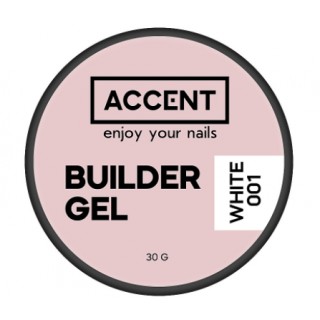 Моделювальний гель для нігтів Accent Builder Gel White білий 001 30 г