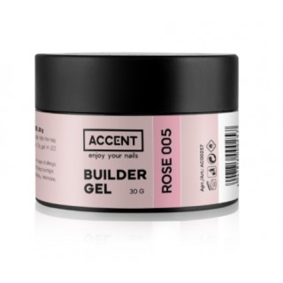 Моделювальний гель для нігтів Accent Builder Gel Rose 005 рожевий 30 г