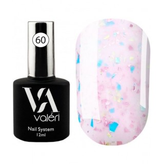 База для гель-лаку Valeri Base Potal 60 Світлий бузково-рожевий з різнобарвною поталлю 12 мл