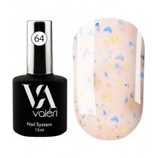 База для гель-лаку Valeri Base Potal 64 Бежево-персиковий із золотою та синьою стелею 12 ml