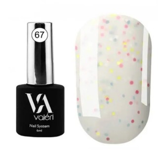 База для гель-лаку Valeri Base 67 Dots Молочна з різнобарвною крихтою 6 ml