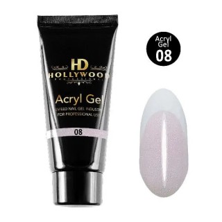 Акрил-гель для нігтів HD Hollywood Acryl Gel Shimmer 08 світло-рожевий з мікроблеском 30 мл