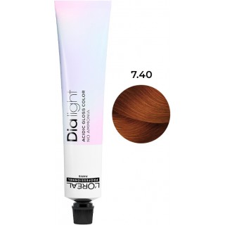 Безаміачний напівперманентний фарбник L'Oreal Professionnel Dia Light 7.40 Блондин глибокий мідний 50 мл