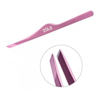 Пінцет скошений професійний для брів ZOLA  Light Рink