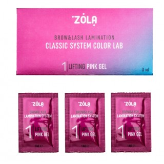 Набір складів у саше Zola Lifting Pink Gel (3 х 1мл) для ламінування вій та брів