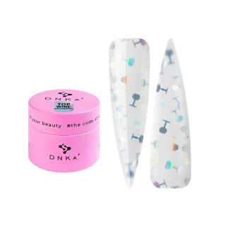 Топ для гель-лаку без липкого шару DNKa Top Wine Holographic прозорий з голографічними келихами 15 мл