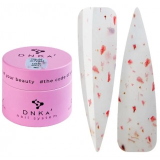 Рідкий гель DNKa Liquid Acrygel #0037 Iris молочний з рожевими сухоцвітами 15 мл