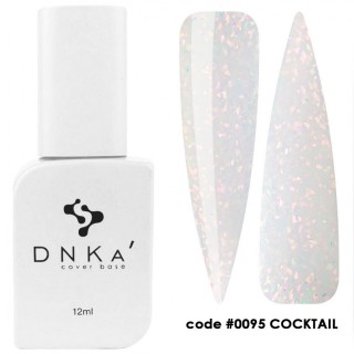 База камуфлююча DNKa Cover Base 0095 Coctail молочна з рожевою та різною поталлю 12 мл