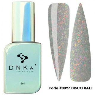 База камуфлююча DNKa Cover Base 0097 Disco Ball сріблястий світловідбиваючий з рожевою поталлю 12 мл