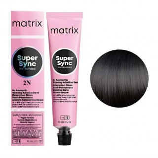 Фарба для волосся на лужній основі без аміаку Matrix Super Sync 2N Чорний натуральний 90 мл