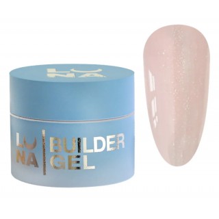 Гель для нарощування Luna Shimmer Gel 02 молочний з рожевим відтінком із шимером 15 мл