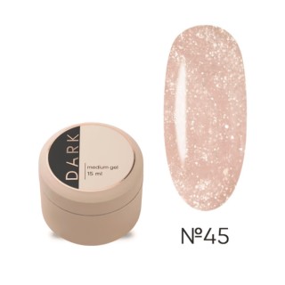 Гель для зміцнення нігтів Dark Medium Gel №45 персиковий з дрібним шиммером 15 мл