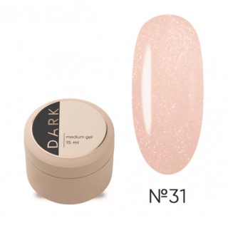 Гель для зміцнення нігтів Dark Medium Gel №31 рожевий з голографічною поталлю 15 мл