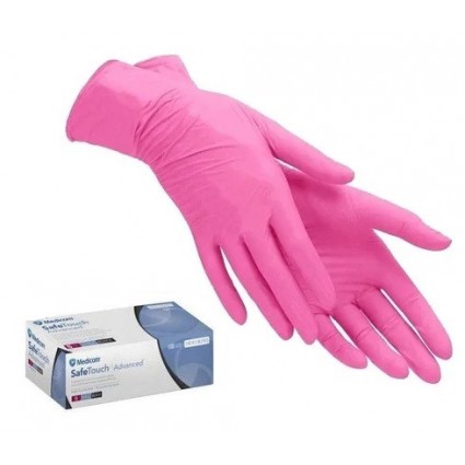 Рукавички нітрилові L рожеві текстурованные без пудри нестерильні (100шт./уп)