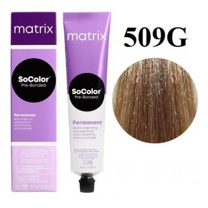Стійка крем фарба Matrix SOCOLOR Pre-Bonded Extra Coverage 509G світлий блондин золотистий 90 мл