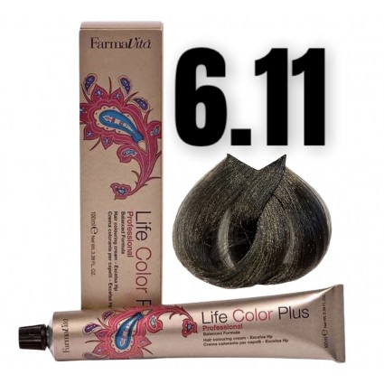 Стійка крем-фарба Farmavita Life Color Plus 6.11 Світло-каштановий насичено попелястий 100 мл