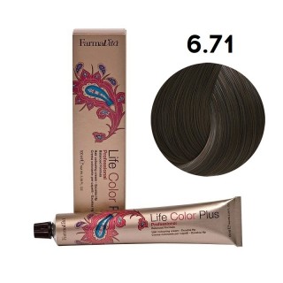 Стійка крем-фарба FarmaVita Life Color Plus 6.71 Світлий блондин кашемір попелястий 100 мл