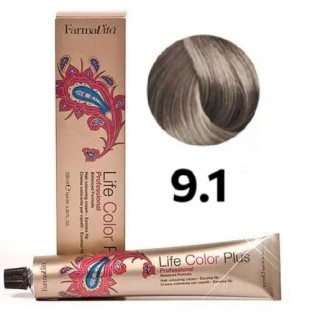 Стійка крем-фарба Farmavita Life Color Plus 9.1 Дуже світлий блондин попелястий 100 мл