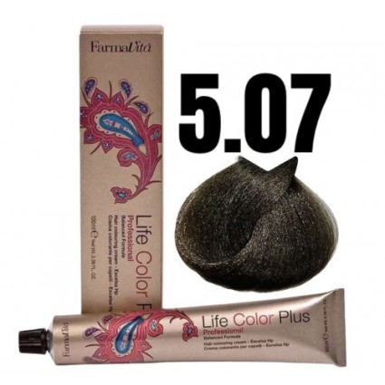 Стійка крем-фарба Farmavita Life Color Plus 5.07 Xoлoдний cвітло-каштовий 100 мл