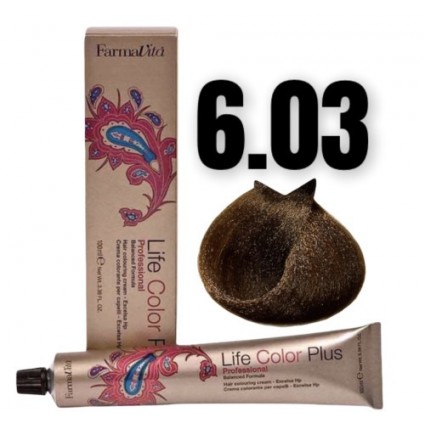 Стійка крем-фарба Farmavita Life Color Plus 6.03 Теплий темний блондин 100 мл