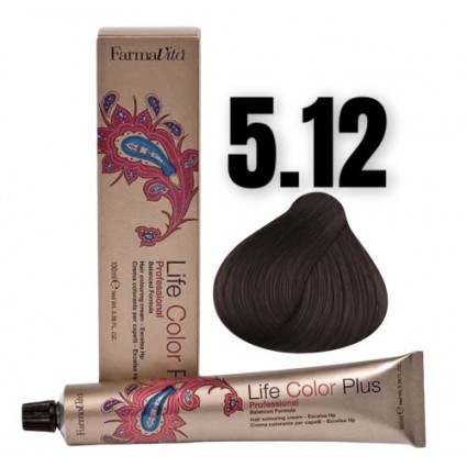 Стійка крем-фарба Farmavita Life Color Plus 5.12 Світло-каштановий попільний ірис 100 мл