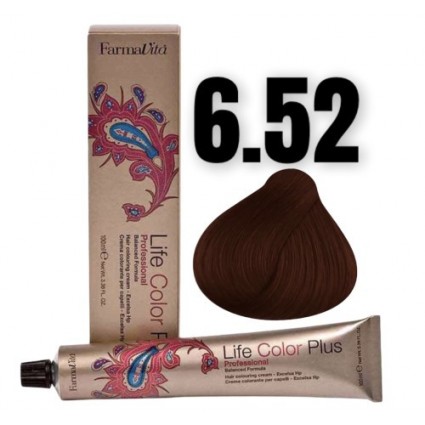 Стійка крем-фарба Farmavita Life Color Plus 6.52 Темний блондин шoкoладний червоне дерево 100 мл