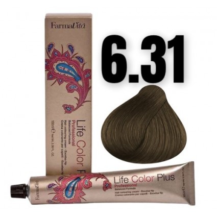 Стійка крем-фарба Farmavita Life Color Plus 6.31 Темний блондин золотисто-попелястий 100 мл