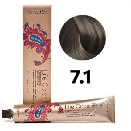 Стійка крем-фарба Farmavita Life Color Plus 7.1 Блондин попелястий 100 мл