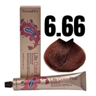 Стійка крем-фарба Farmavita Life Color Plus 6.66 Темний блондин насичений червоний 100 мл