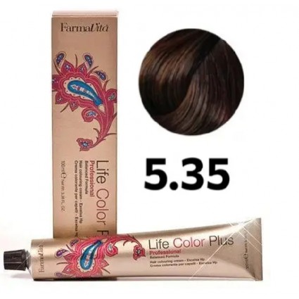 Стійка крем-фарба Farmavita Life Color Plus 5.35 Світло-каштановий шоколадний 100 мл