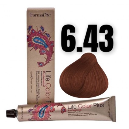 Стійка крем-фарба Farmavita Life Color Plus 6.43 Темний блондин золотисто-мідний 100 мл