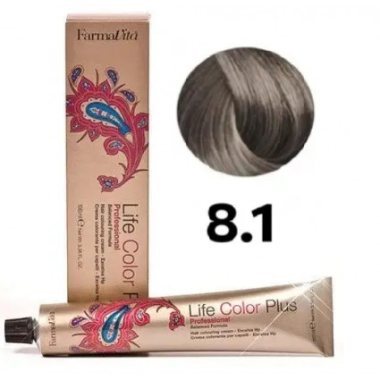 Стійка крем-фарба Farmavita Life Color Plus 8.1 Світлий блондин попелястий 100 мл