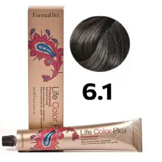 Стійка крем-фарба для волосся Farmavita Life Color Plus 6.1 Темний блондин попелястий 100 мл