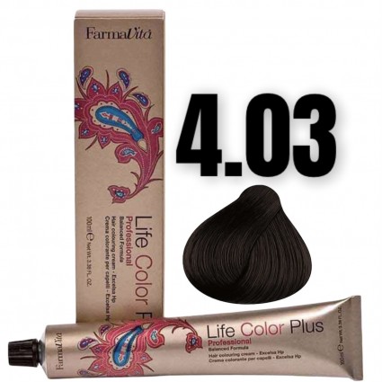 Стійка крем-фарба Farmavita Life Color Plus 4.03 Теплий кaштaновий 100 мл