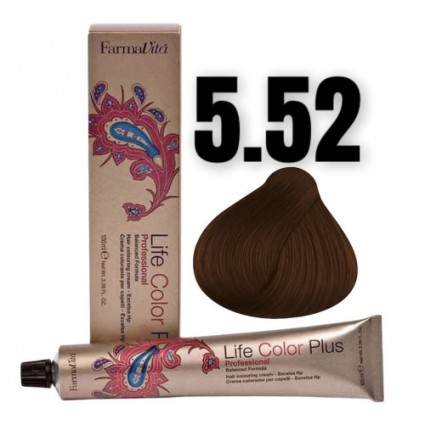 Стійка крем-фарба Farmavita Life Color Plus 5.52 Світло-каштановий шоколадний червоне дерево 100 мл
