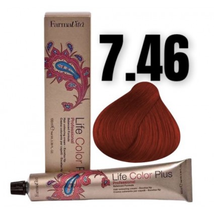 Стійка крем-фарба Farmavita Life Color Plus 7.46 Блондин мідно-червоний 100 мл