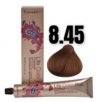Стійка крем-фарба Farmavita Life Color Plus 8.45 Світлий блондин мідний червоне дерево 100 мл