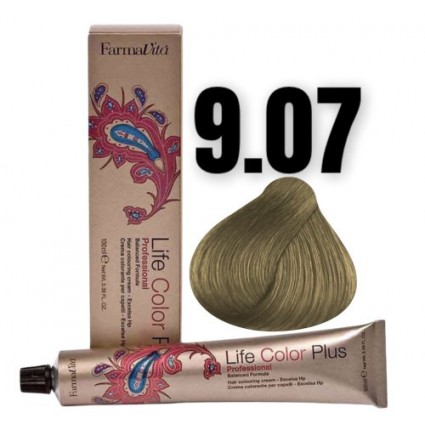 Стійка крем-фарба Farmavita Life Color Plus 9.07 Холодний дуже світлий блондин 100 мл