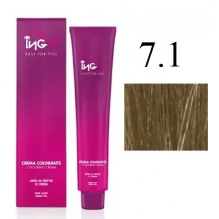 Крем-фарба для волосся безаміачна ING Professional Colouring Cream No Ammonia 7.1 Попелястий блондин 100 мл