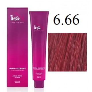 Крем-фарба для волосся безаміачна ING Professional Colouring Cream No Ammonia 6.66 Темно-русявий вишневий 100 мл