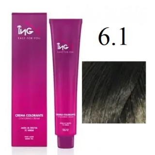 Крем-фарба для волосся безаміачна ING Professional Colouring Cream No Ammonia 6.1 Темно-русявий попелястий 100 мл