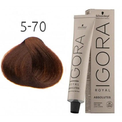 Фарба для сивого волосся Schwarzkopf Igora Absolutes 5-70 Світло-коричневий мідний натуральний 60 мл