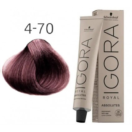 Фарба для сивого волосся Schwarzkopf Igora Absolutes 4-70 Середньо-коричневий мідний натуральний 60 мл Фарба для сивого волосся Schwarzkopf Igora Absolutes 4-70 Середньо-коричневий мідний натуральний 60 мл