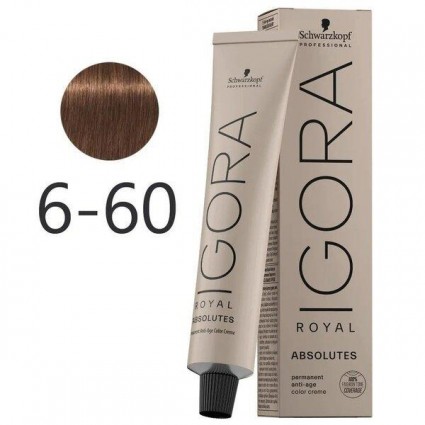 Фарба для сивого волосся Schwarzkopf Igora Absolutes 6-60 Темно-русявий шоколадний натуральний 60 мл Фарба для сивого волосся Schwarzkopf Igora Absolutes 6-60 Темно-русявий шоколадний натуральний 60 мл