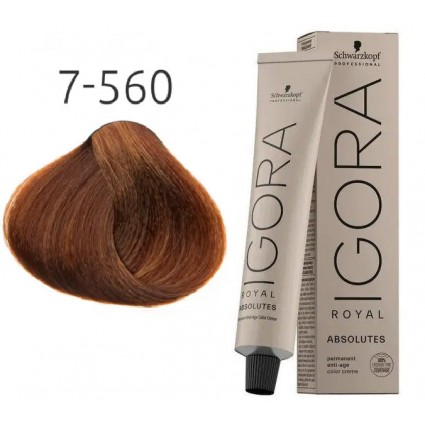 Фарба для сивого волосся Schwarzkopf Igora Absolutes 7-560 Середньо-русявий золотистий шоколадний 60 мл Фарба для сивого волосся Schwarzkopf Igora Absolutes 7-560 Середньо-русявий золотистий шоколадний 60 мл