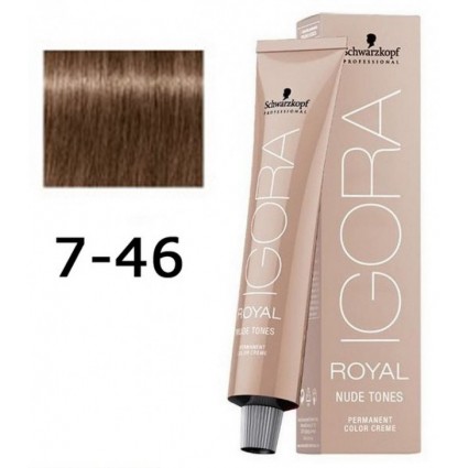 Крем-фарба для волосся Schwarzkopf Igora Royal Nude 7-46 Середньо-русявий бежевий шоколадний 60 мл Крем-фарба для волосся Schwarzkopf Igora Royal Nude 7-46 Середньо-русявий бежевий шоколадний 60 мл