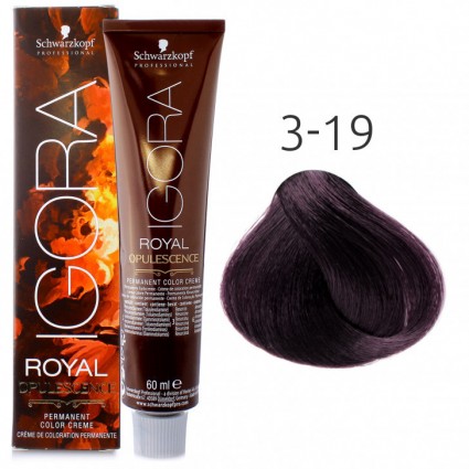 Крем-фарба для волосся Schwarzkopf Igora Royal Opulescence 3-19 Темно-коричневий сандре фіолетовий 60 мл Крем-фарба для волосся Schwarzkopf Igora Royal Opulescence 3-19 Темно-коричневий сандре фіолетовий 60 мл