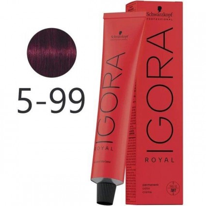 Крем-фарба для волосся Schwarzkopf Igora Royal 5-99 Світло-Коричневий Фіолетовий Екстра 60 мл Крем-фарба для волосся Schwarzkopf Igora Royal 5-99 Світло-Коричневий Фіолетовий Екстра 60 мл