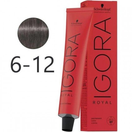Крем-фарба для волосся Schwarzkopf Igora Royal 6-12 Темно-Русявий Сріблясто-Попелястий 60 мл Крем-фарба для волосся Schwarzkopf Igora Royal 6-12 Темно-Русявий Сріблясто-Попелястий 60 мл